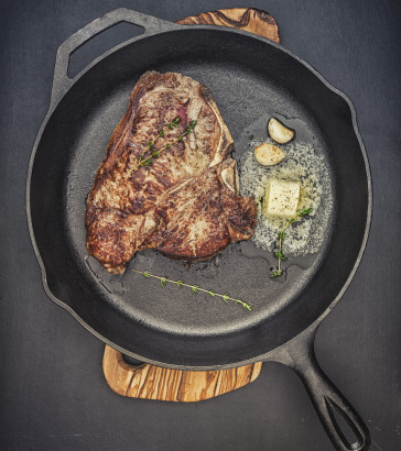 Steak in Cast Iron Skillet