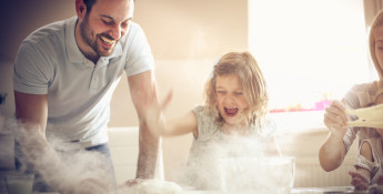 Father and Daughter Baking