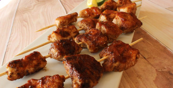 Grilled Pork Kebabs with Honey BBQ Sauce