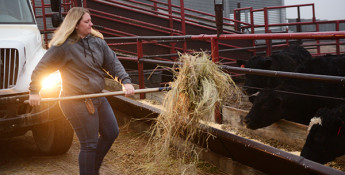 Jacquelyne Leffer with cattle