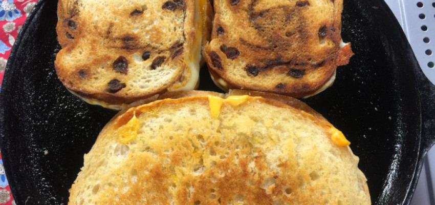 Apricot grilled cheese on raisin bread