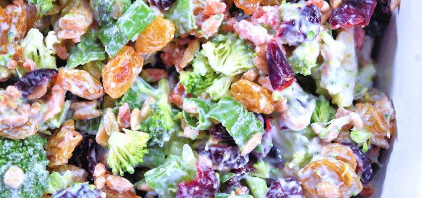 Creamy Broccoli Salad with Bacon and Cranberries