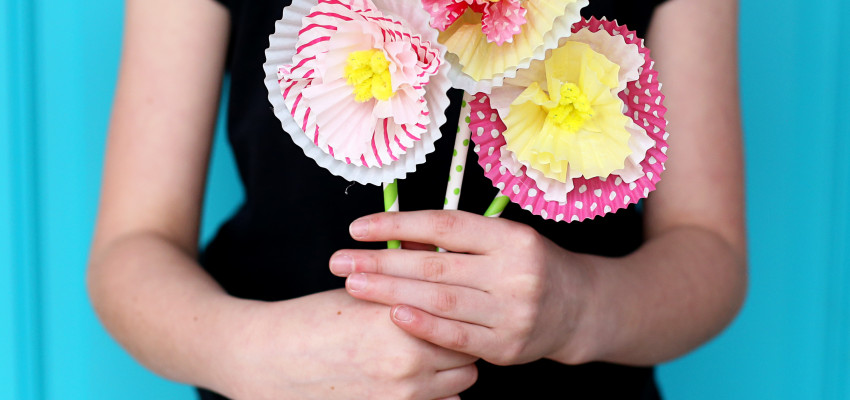 bouquet of cupcake liner flowers