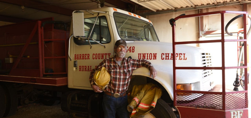 Dennis Ricke with fire truck Dennis Ricke with fire truck