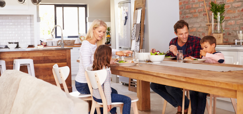 Family eating at table