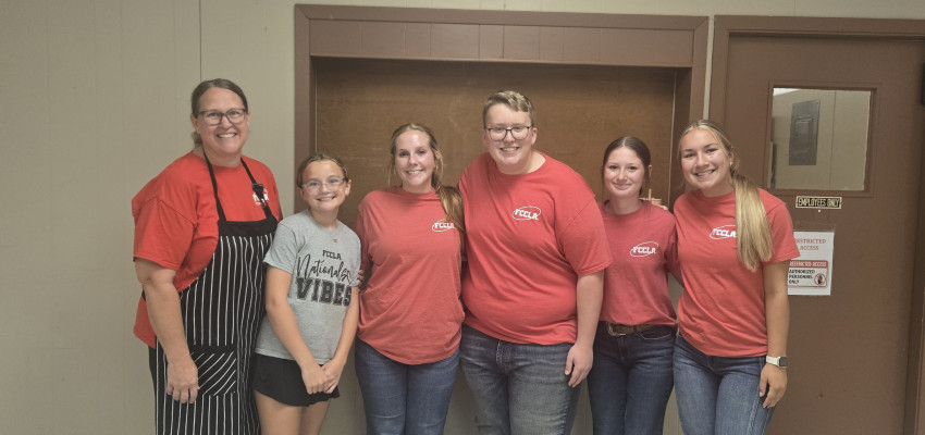 FCCLA catering group at an Ellsworth County Farm Bureau meeting.