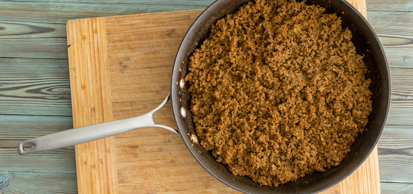 ground beef in skillet