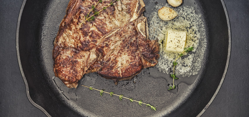 Steak in Cast Iron Skillet