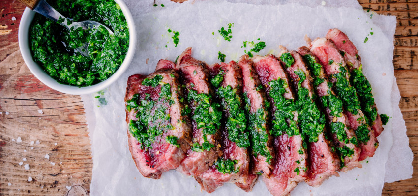 beef with chimichurri sauce