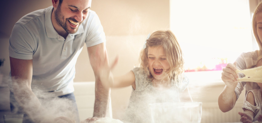 Father and Daughter Baking