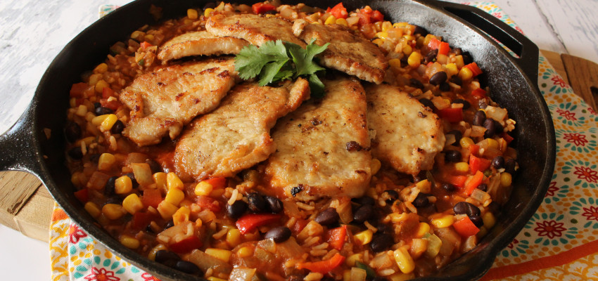 Southwest Pork Cutlets with Calico Rice