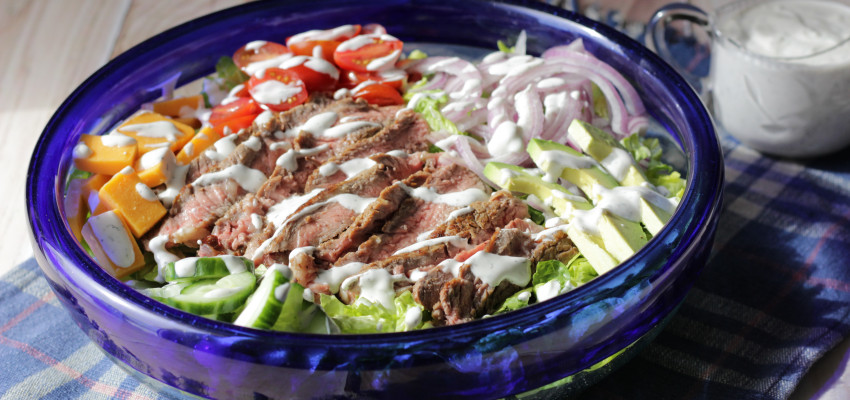 steak salad with homemade ranch dressing