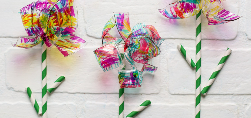 DIY Recycled Plastic Flowers Kids Craft