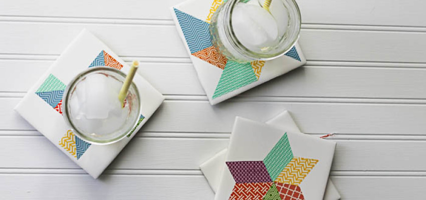 quilt block inspired coaster