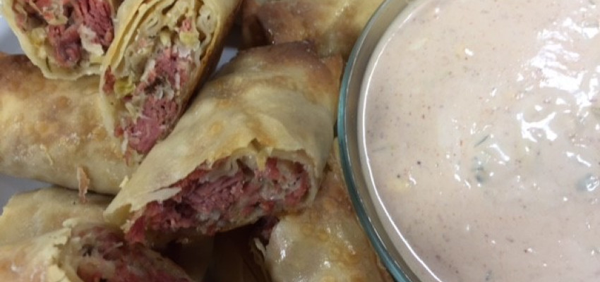 Reuben egg rolls