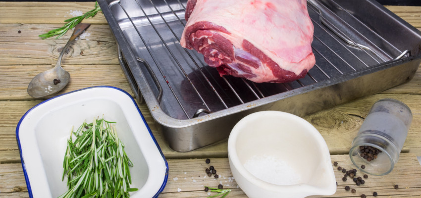 prepping leg of lamb