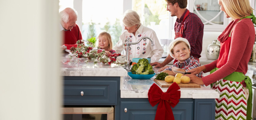 family cooking at Christmas