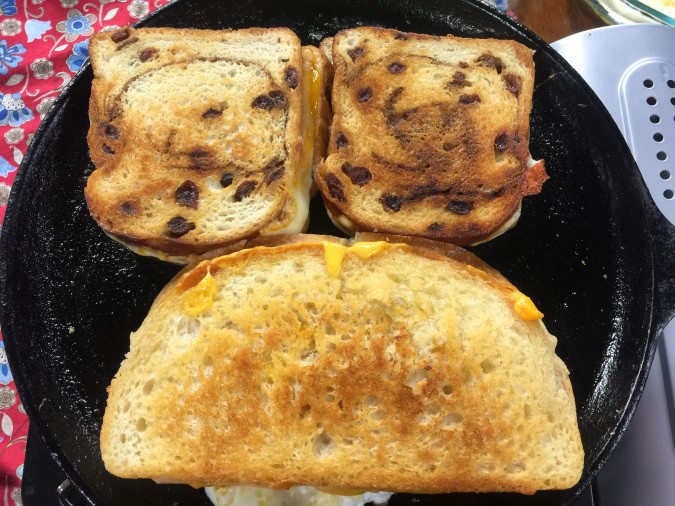 Apricot grilled cheese on raisin bread