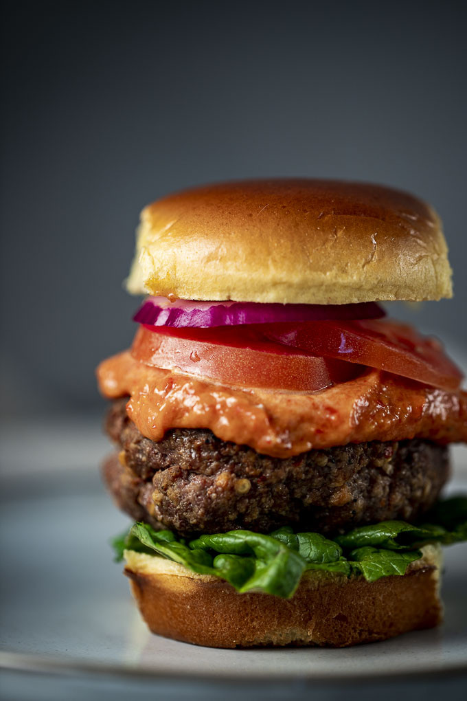 Goat Cheese Stuffed Bison Burger