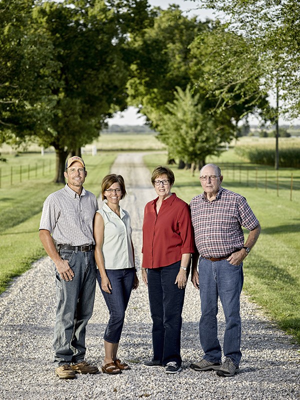 two families standing