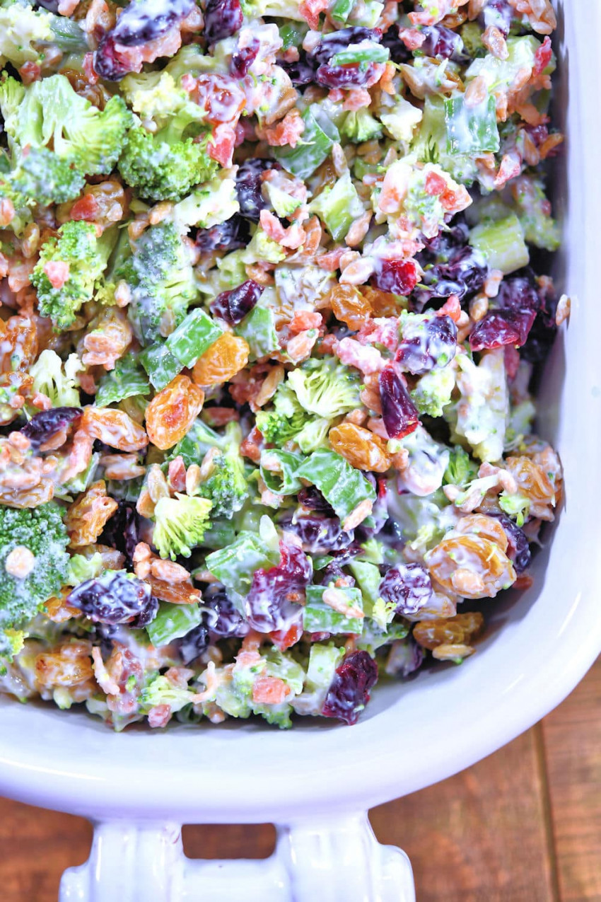 Creamy Broccoli Salad with Bacon and Cranberries