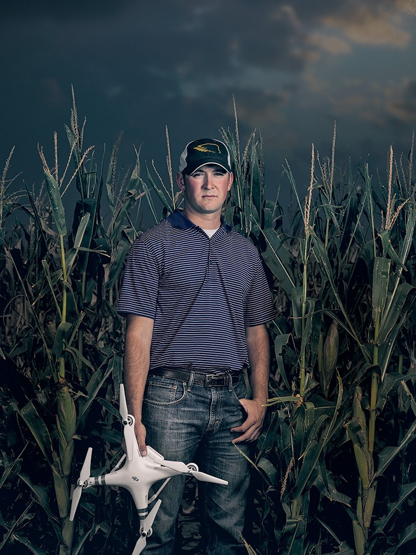 farmer with a drone in a field