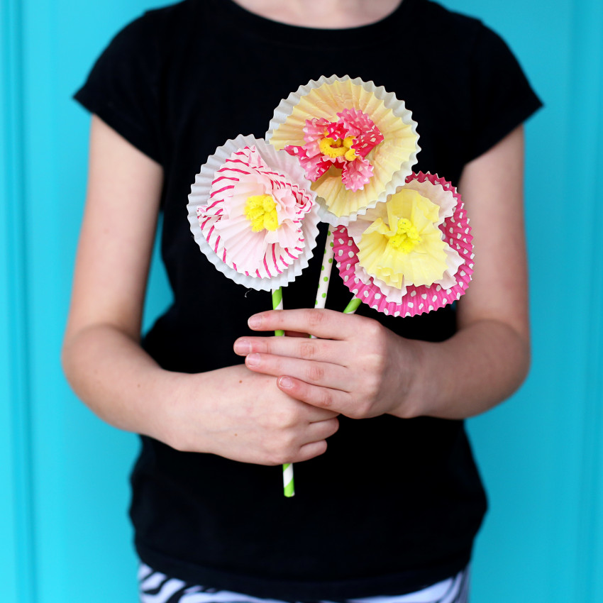 bouquet of cupcake liner flowers