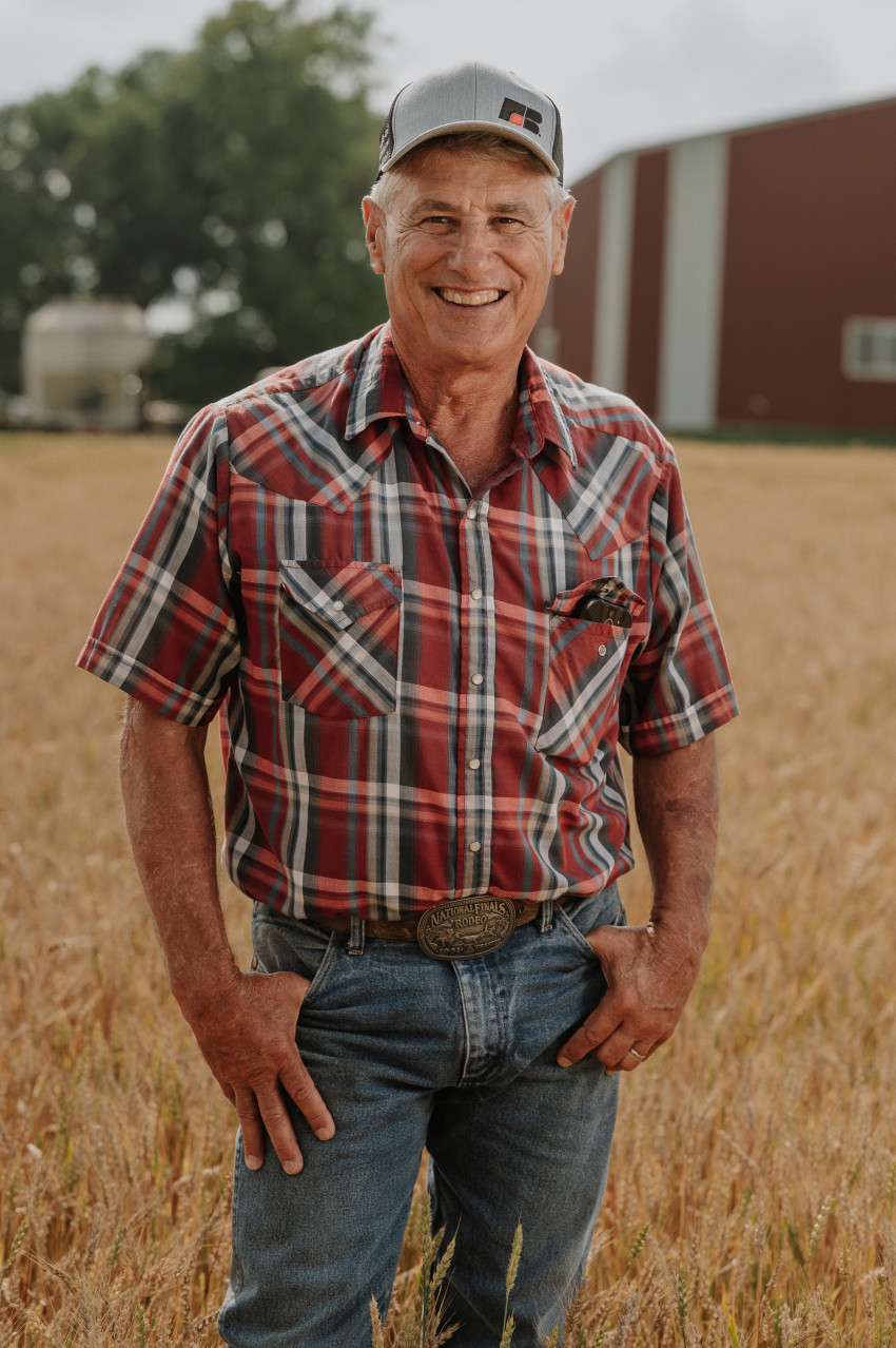 Joe Newland, Kansas Farm Bureau President, in his wheat field