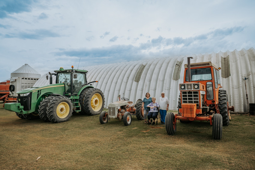 Smith Century Farm sisters with tractors
