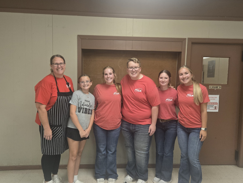 FCCLA catering group at an Ellsworth County Farm Bureau meeting.