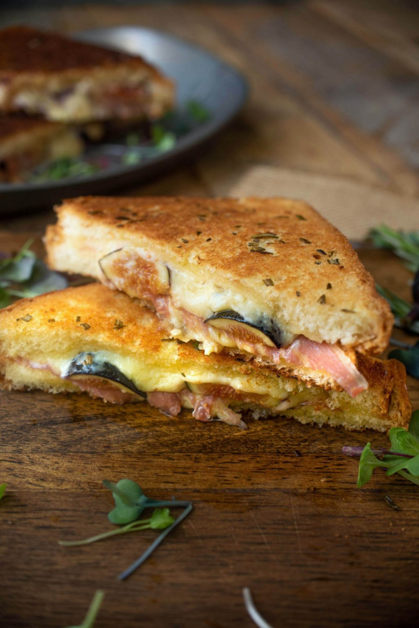 Fig and Prosciutto Grilled Cheese with Rosemary Butter