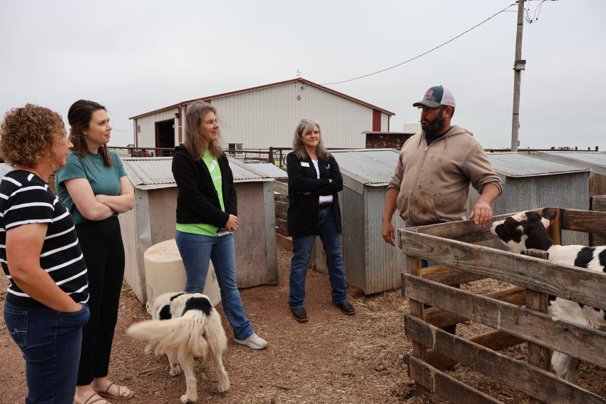 Farmers and others in agriculture tour Lucky W Dairy