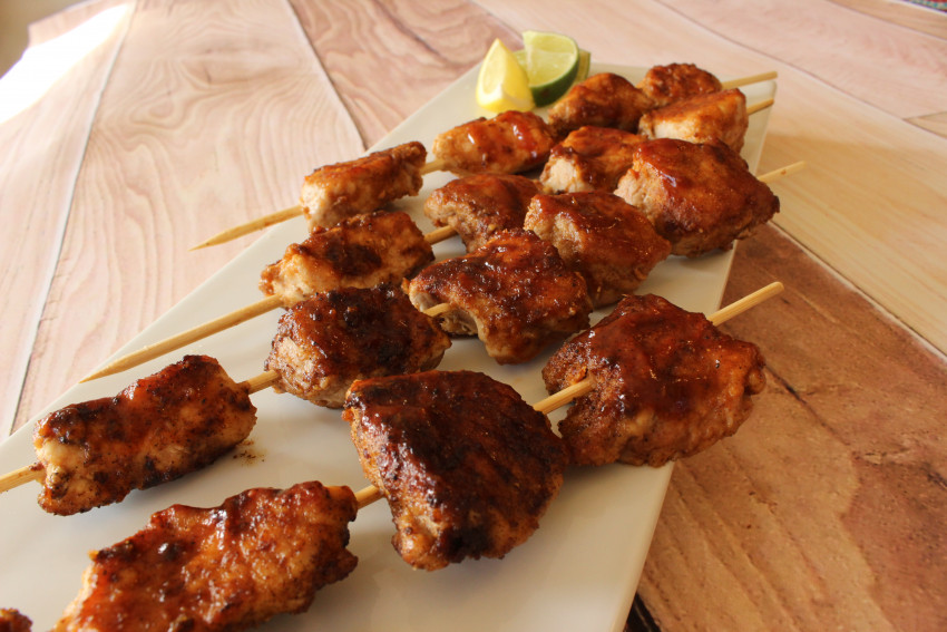 Grilled Pork Kebabs with Honey BBQ Sauce