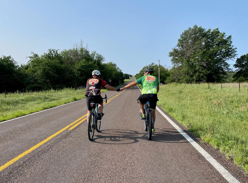 biking across Kansas support each other