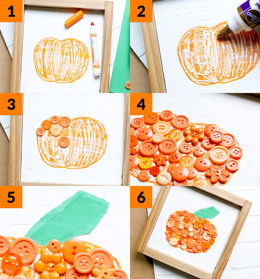 Kids Craft: Button Pumpkin
