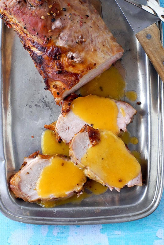 Boneless Pork Loin Roast with Peach-Moscato Sauce