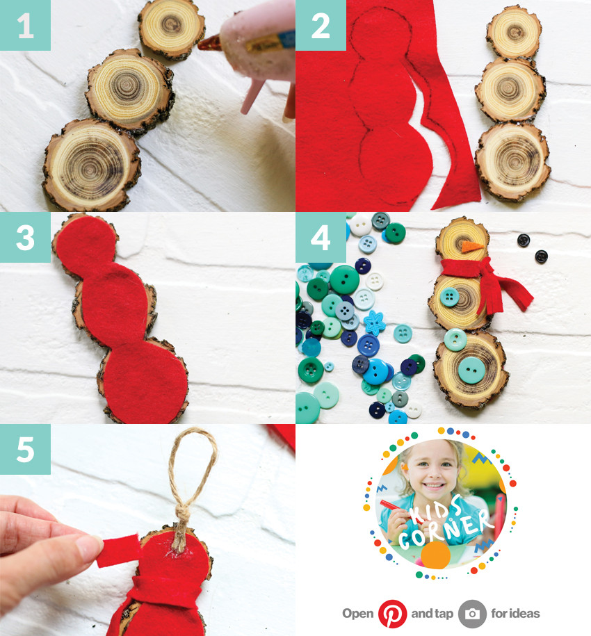 Kids Craft Wood Slice Snowman