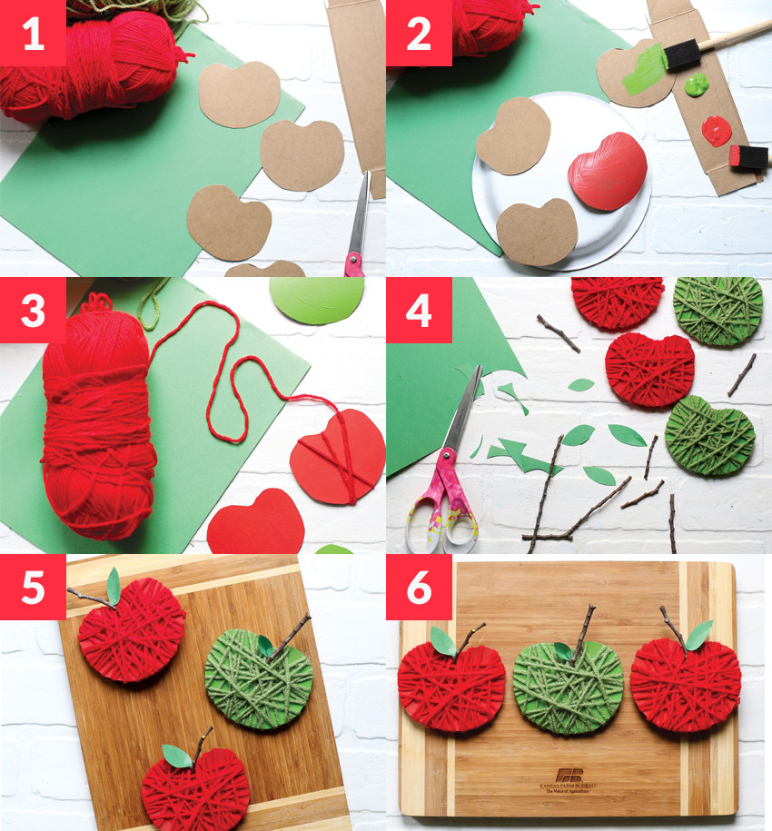 Yarn Apple Craft & Garland - Red Ted Art - Kids Crafts