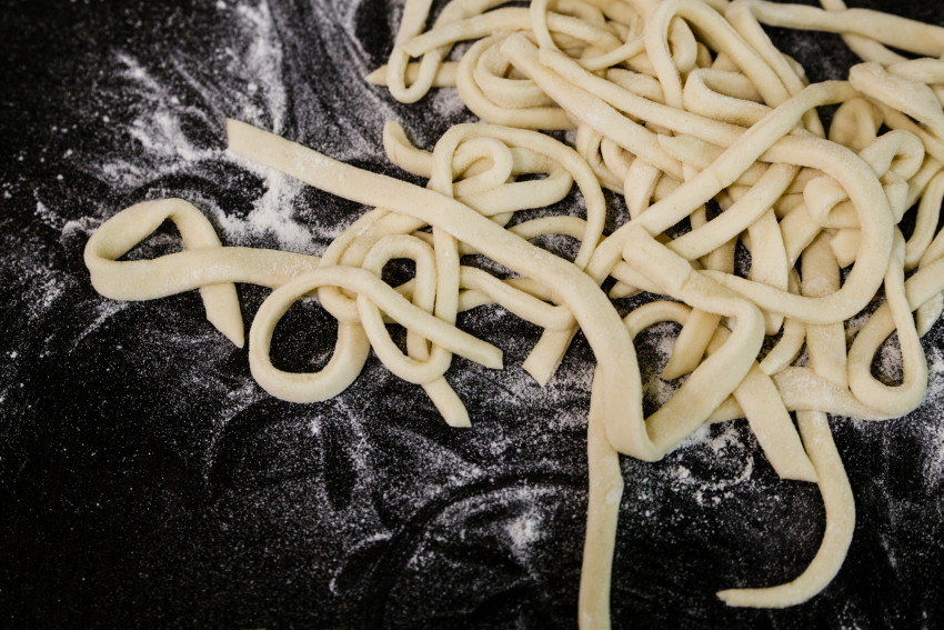 homemade egg noodles rolled out