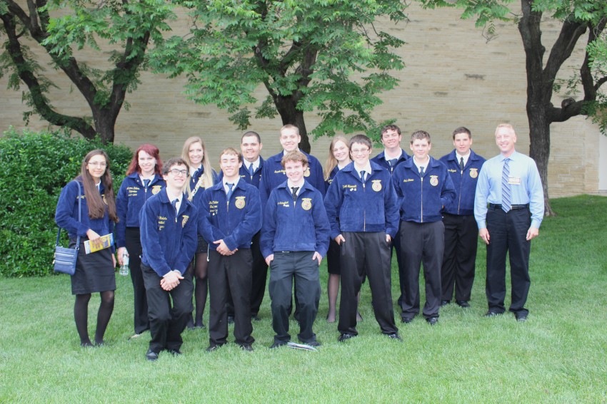 The Maize High School FFA chapter attends the FFA Convention in Manhattan with teacher Jay Super (far right).