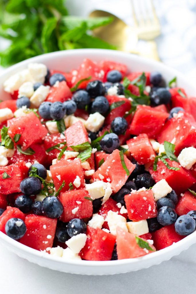 Watermelon Feta Salad with Blueberries