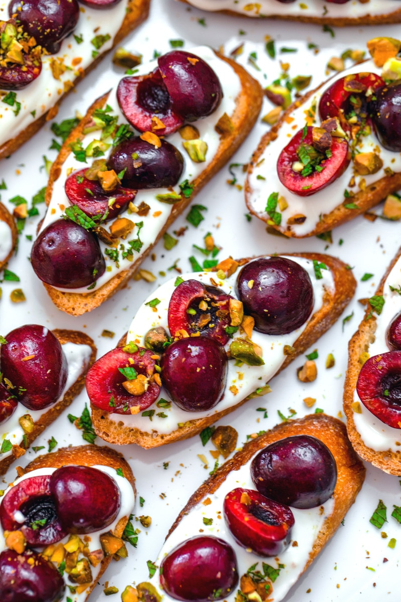 Whipped Ricotta Cherry Crostini