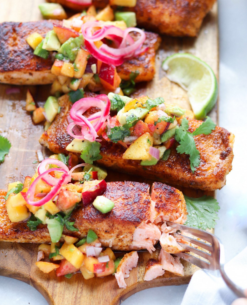 Blackened Salmon with Peach Salsa