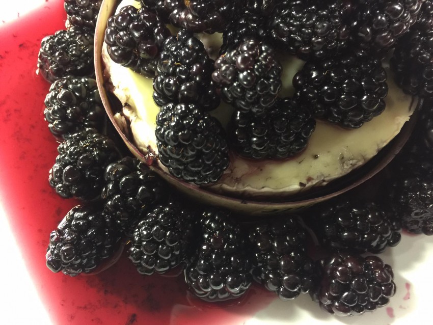 Wined Blackberries Over Baked Brie