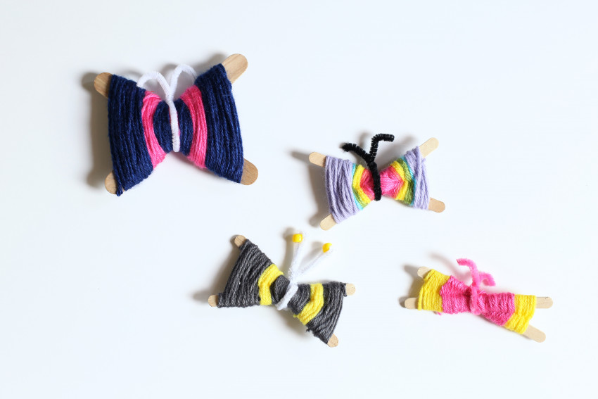 Make yarn butterflies