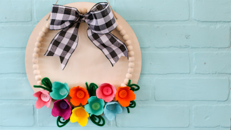 kids craft_egg carton flower wreath