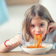 vegetables, children, spaghetti, pasta, food