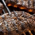 steak on a grill with meat thermometer