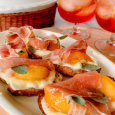 Honey Whipped Ricotta Crostini with Peaches and Prosciutto